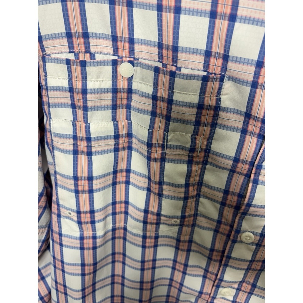 Columbia PFG Super Tamiami Mens Medium Plaid Fishing Shirt Blue Pink And White - Picture 5 of 10
